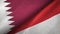 Qatar and Indonesia two flags textile cloth, fabric texture