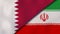 Qatar Iran national flags. News, reportage, business background. 3D illustration