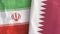 Qatar and Iran two flags textile cloth 3D rendering