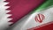 Qatar and Iran two flags textile cloth, fabric texture