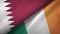 Qatar and Ireland two flags textile cloth, fabric texture