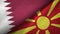 Qatar and Macedonia two flags textile cloth, fabric texture