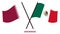 Qatar and Mexico Flags Crossed And Waving Flat Style. Official Proportion. Correct Colors