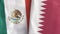 Qatar and Mexico two flags textile cloth 3D rendering