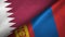 Qatar and Mongolia two flags textile cloth, fabric texture