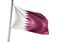 Qatar national flag waving isolated on white background realistic 3d illustration