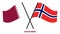 Qatar and Norway Flags Crossed And Waving Flat Style. Official Proportion. Correct Colors