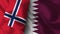 Qatar and Norway Realistic Flag â€“ Fabric Texture Illustration