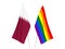 Qatar and Rainbow gay pride flags