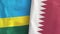 Qatar and Rwanda two flags textile cloth 3D rendering