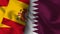 Qatar and Spain Realistic Flag â€“ Fabric Texture Illustration