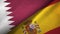 Qatar and Spain two flags textile cloth, fabric texture