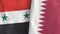 Qatar and Syria two flags textile cloth 3D rendering