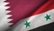 Qatar and Syria two flags textile cloth, fabric texture