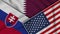 Qatar United States of America Slovakia Flags Together Fabric Effect Illustration