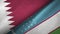 Qatar and Uzbekistan two flags textile cloth, fabric texture