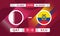 Qatar vs Ecuador Match Design Element. Football Championship Competition Infographics. Poster, Announcement, Game Score.