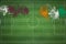 Qatar vs Ivory Coast Soccer Match, national colors, national flags, soccer field, football game, Copy space