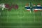 Qatar vs Norway Soccer Match, national colors, national flags, soccer field, football game, Copy space