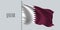 Qatar waving flag on flagpole vector illustration