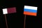 Qatari flag with Russian flag on black