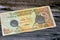 Qatari Money, money background of old coins and banknotes of riyals of different eras, old vintage retro Qatar money coin and