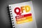 QFD - Quality Function Deployment acronym on notepad, business concept background