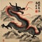 Qi Baishi Dragon Chinese Brush Painting Freestyle Watercolor Calligraphy Seal Paint Dinosaur Draw Sketch AI Art