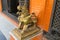 Qilin mystic asian animal guard statue in Nepali temple in Katmandu