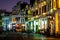 Qilou or Zhongshan old street scenic view illuminated at night with colonial buildings in Haikou old town Hainan China