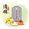 Qing Ming festival or Tomb-Sweeping Day flat design.