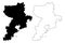 Qingdao City People`s Republic of China, Shandong Province map vector illustration, scribble sketch City of Tsingtao map