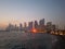 Qingdao skyline at sunset