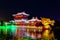 Qingming riverside in Kaifeng, known as â€œShui Xiâ€, is beautifully lighted a night.