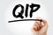 QIP - Quality Improvement Plan acronym with marker, health concept background