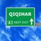QIQIHAR road sign against clear blue sky