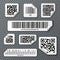 QR Bar Codes Stickers Set