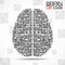 QR code brain. Silhouette human brain with qr code. Technology concept