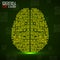 QR code brain. Silhouette human brain with qr code. Technology concept