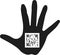 QR code on the flat black palm of a person.