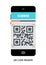 QR Code Reader concept on black smartphone with different user interface elements