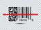 QR code for Scanning , Barcode icon with red laser . Modern simple flat bar code sign.