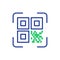 QR Code Scanning. QR Code Reader App concept. Icon Recognition or Reading QR Code in flat style. Green and Blue Scanner