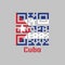 QR code set the color of Cuba flag. Five horizontal stripes of blue and white with the red equilateral triangle based on the hoist