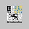 QR code set the color of graubunden flag, The canton of Switzerland.