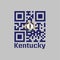 QR code set the color of Kentucky flag, the Commonwealth`s seal on blue color and the words