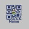QR code set the color of Maine flag, Maine coat of arms defacing blue field