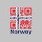 QR code set the color of Norway flag, a white-fimbriated blue Nordic cross on a red field