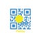 QR code set the color of Palau flag. A light blue field with the large yellow disk shifted slightly to the hoist-side of center