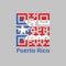 QR code set the color of Puerto Rico flag, horizontal white and red bands with isosceles triangle based on the hoist side and